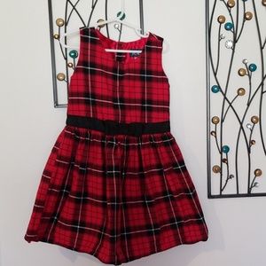 Red and Black Plaid dress with attached belt